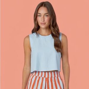 Achro Angel Light Blue Sleeveless Women's Crop Top Sleeveless Breeze Zipper Top